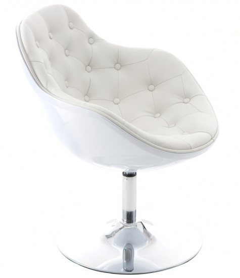 Otočné křeslo na centrální noze s knoflíčky Amma  bílá