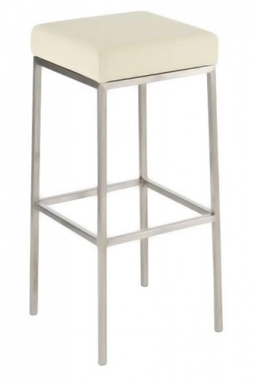 Barová židle s nerezovou podnoží Mopelo, krémová, výška 80 cm