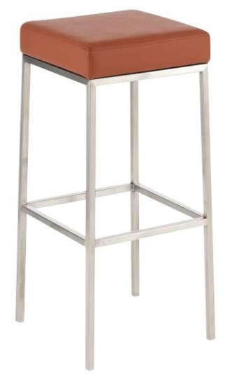 Barová stolička Joel, výška 80 cm, nerez-koňaková