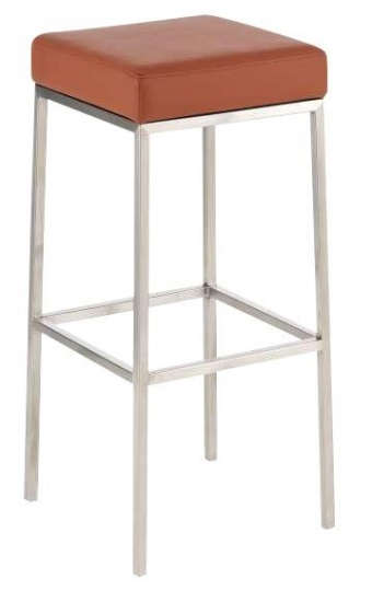 Barová stolička Joel, výška 85 cm, nerez-koňaková