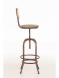 Rustikální barová židle Piano, kovová podnož / dřevo boční pohled