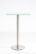 Barový stůl Dipallo hranatý, 70 x 110 cm, mléčné sklo / nerezová podnož