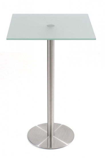 Barový stůl Dipallo hranatý, 70 cm, mléčné sklo / nerez