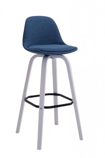 Barová židle Avika látkový potah, bílá, modrá