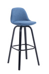 Barová židle Avika látkový potah, černá, modrá