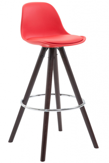 Barová židle Franklin syntetická kůže, podnož kulatá Cappuccino (buk), červená