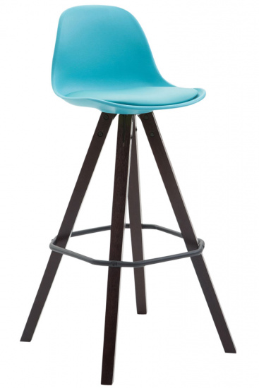 Barová židle Franklin syntetická kůže, podnož hranatá Cappuccino (buk), modrá