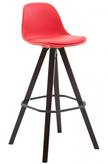 Barová židle Franklin syntetická kůže, podnož hranatá Cappuccino (buk), červená