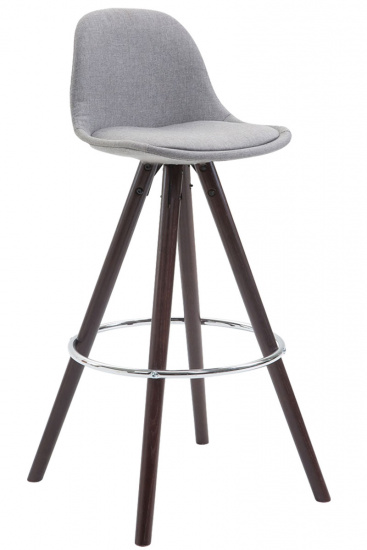 Barová židle Franklin látkový potah, podnož kulatá Cappuccino (buk), šedá