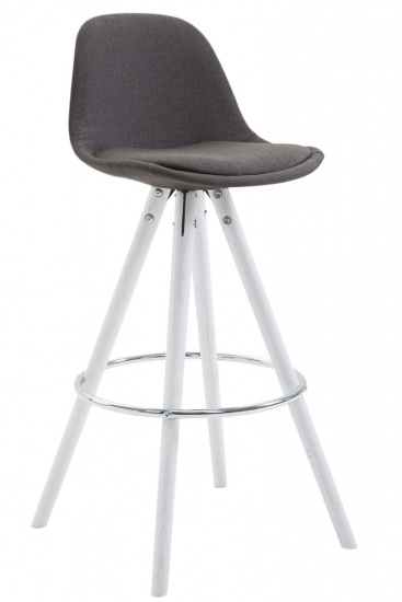 Barová židle Franklin látkový potah, podnož kulatá bílá (buk), tmavě šedá