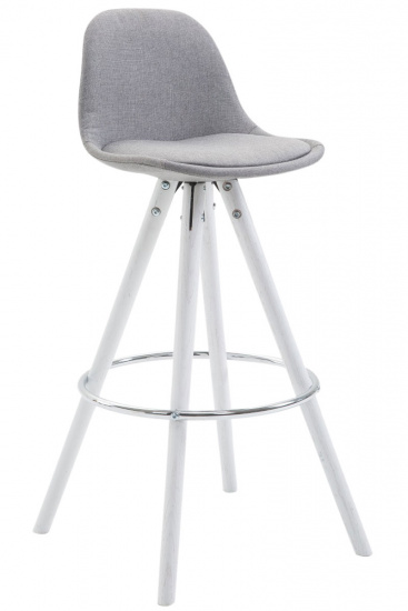 Barová židle Franklin látkový potah, podnož kulatá bílá (buk), šedá