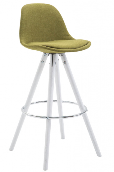 Barová židle Franklin látkový potah, podnož kulatá bílá (buk), zelená