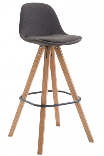 Barová židle Franklin látkový potah, podnož hranatá přírodní (buk), tmavě šedá