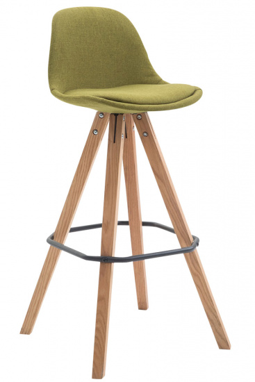 Barová židle Franklin látkový potah, podnož hranatá přírodní (buk), zelená