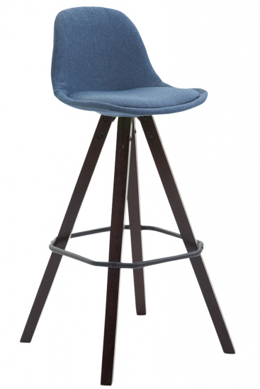 Barová židle Franklin látkový potah, podnož hranatá Cappuccino (buk), modrá