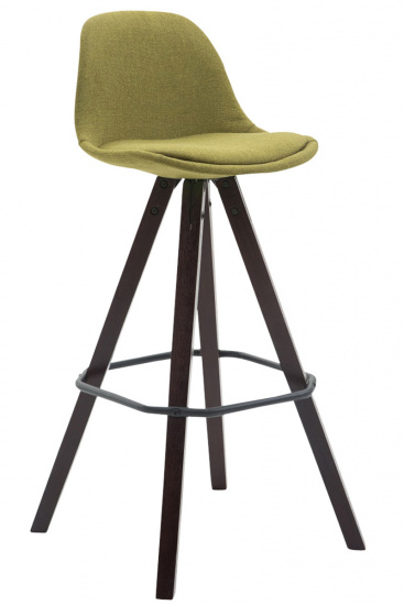 Barová židle Franklin látkový potah, podnož hranatá Cappuccino (buk), zelená
