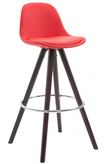 Barová židle Franklin čalounění syntetická kůže, podnož kulatá Cappuccino (buk), červená