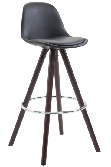 Barová židle Franklin čalounění syntetická kůže, podnož kulatá Cappuccino (buk), černá