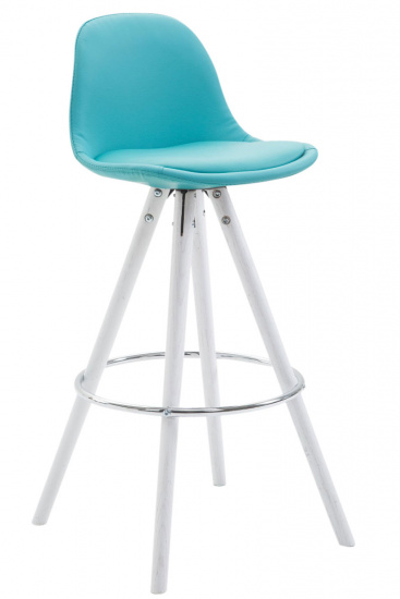 Barová židle Franklin čalounění syntetická kůže, podnož kulatá bílá (buk), modrá