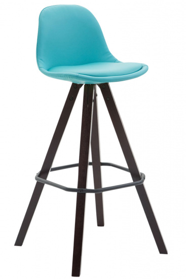 Barová židle Franklin čalounění syntetická kůže, podnož hranatá Cappuccino (buk), modrá