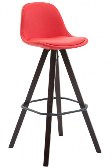 Barová židle Franklin čalounění syntetická kůže, podnož hranatá Cappuccino (buk), červená