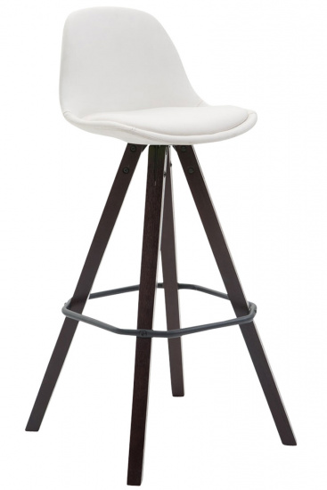 Barová židle Franklin čalounění syntetická kůže, podnož hranatá Cappuccino (buk), bílá