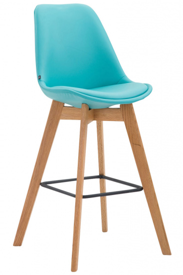 Barová židle Metz syntetická kůže, přírodní, modrá