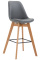 Barová židle Metz syntetická kůže, přírodní, šedá