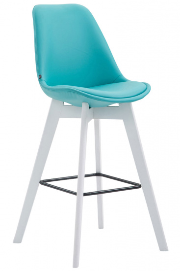 Barová židle Metz syntetická kůže, bílá, modrá