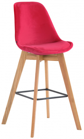 Barová židle Metz samet přírodní, červená
