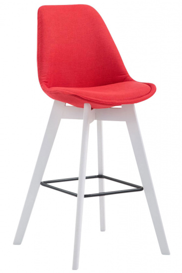 Barová židle Metz látkový potah, bílá, červená