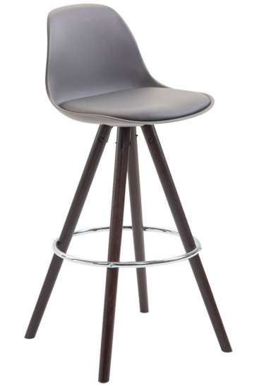 Barová židle Franklin syntetická kůže, podnož kulatá Cappuccino (buk), šedá