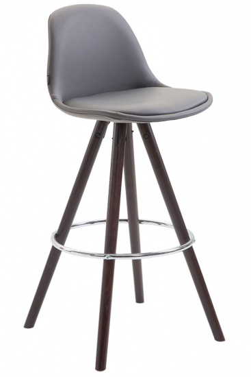 Barová židle Franklin čalounění syntetická kůže, podnož kulatá Cappuccino (buk), šedá