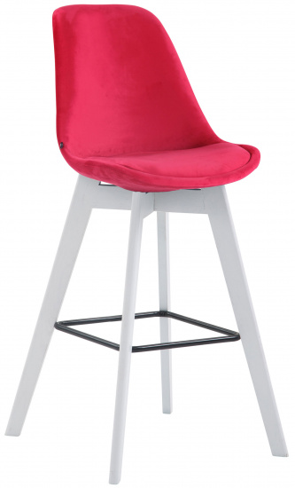Barová židle Metz samet bílá, červená
