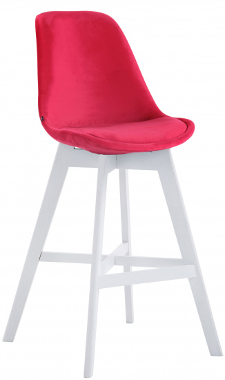 Barová židle Cannes samet bílá, červená