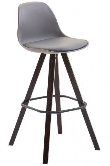 Barová židle Franklin syntetická kůže, podnož hranatá Cappuccino (buk), šedá