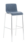 Barová židle Hoover látkový potah, chrom, modrá