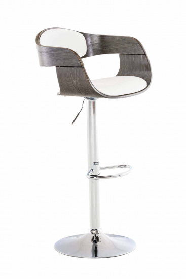 Dřevěná barová židle Stona, bílá/šedá