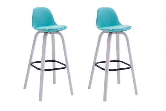 2 ks / set barová židle Avika syntetická kůže, bílá, modrá
