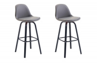 2 ks / set barová židle Avika syntetická kůže, černá, šedá