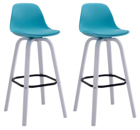2 ks / set barová židle Avika plast bílá, modrá