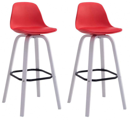 2 ks / set barová židle Avika plast bílá, červená
