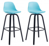 2 ks / set barová židle Avika plast černá, modrá