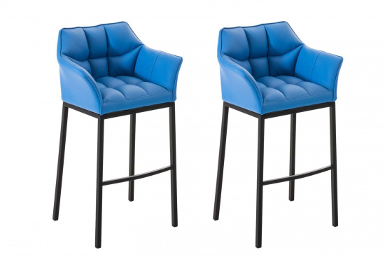 2 ks / set barová židle Damaso syntetická kůže, černá, modrá