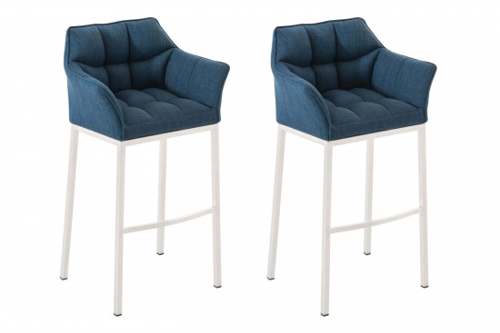 2 ks / set barová židle Damaso látkový potah, bílá, modrá