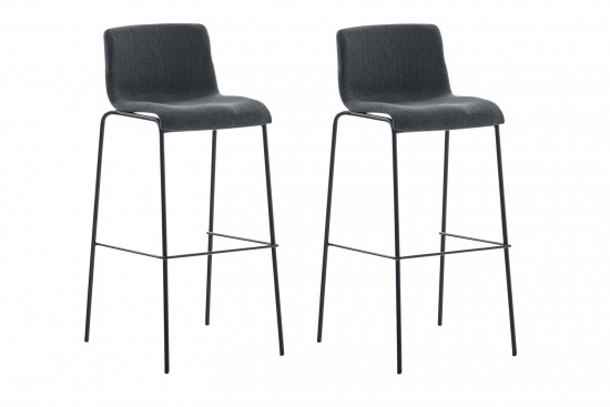 2 ks / set barová židle Hoover látkový potah, černá, tmavě šedá