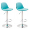 2 ks / set barová židle Kiel čalounění syntetická kůže, chrom, modrá