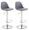 2 ks / set barová židle Kiel čalounění syntetická kůže, chrom, šedá