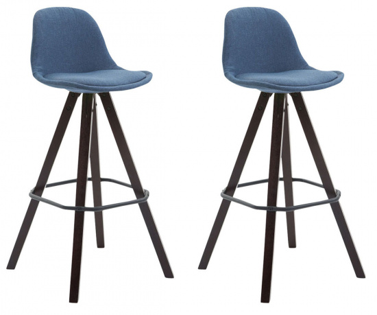 2 ks / set barová židle Franklin látkový potah, podnož hranatá cappuccino (buk), modrá