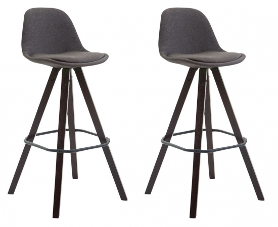 2 ks / set barová židle Franklin látkový potah, podnož hranatá cappuccino (buk), tmavě šedá